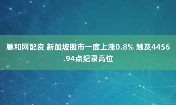 顺和网配资 新加坡股市一度上涨0.8% 触及4456.94点纪录高位